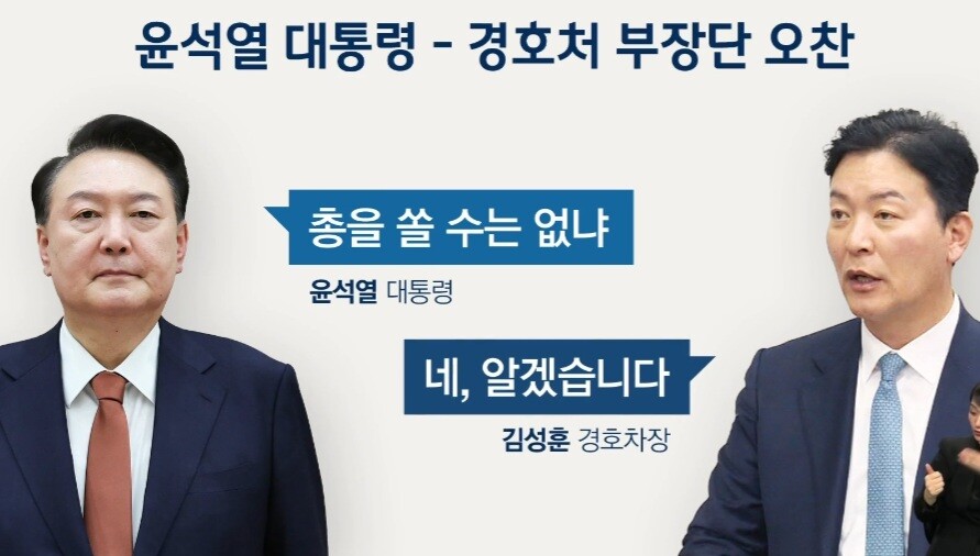김성훈(오른쪽) 대통령실 경호차장. 김 차장은 강경파 김건희 라인으로 불리는데, 윤석열 대통령에 대한 2차 체포영장이 집행되기 5일 전인 지난달 30일 경호처 부장단 오찬 석상에서 윤 대통령이 
