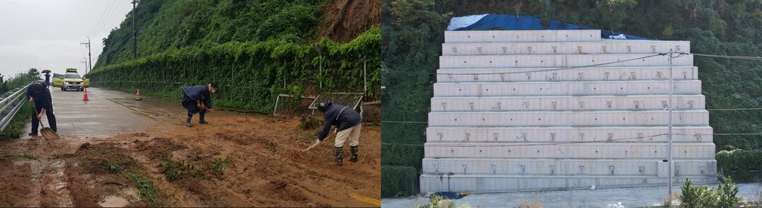 부산항 가덕도 천가일주도로 공사 전후 모습. 부산지방해양수산청 제공