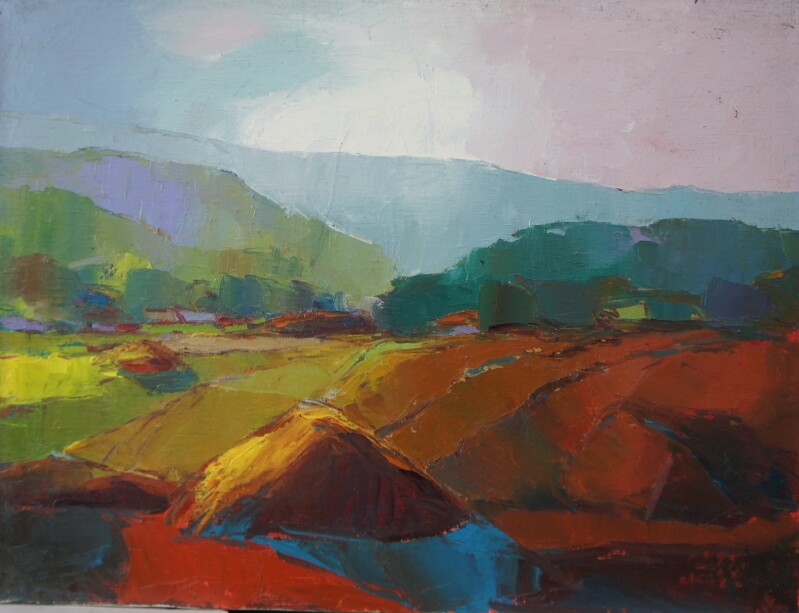 짓재마을 봄 53.0cm X 40.9cm oil on canvas 1995