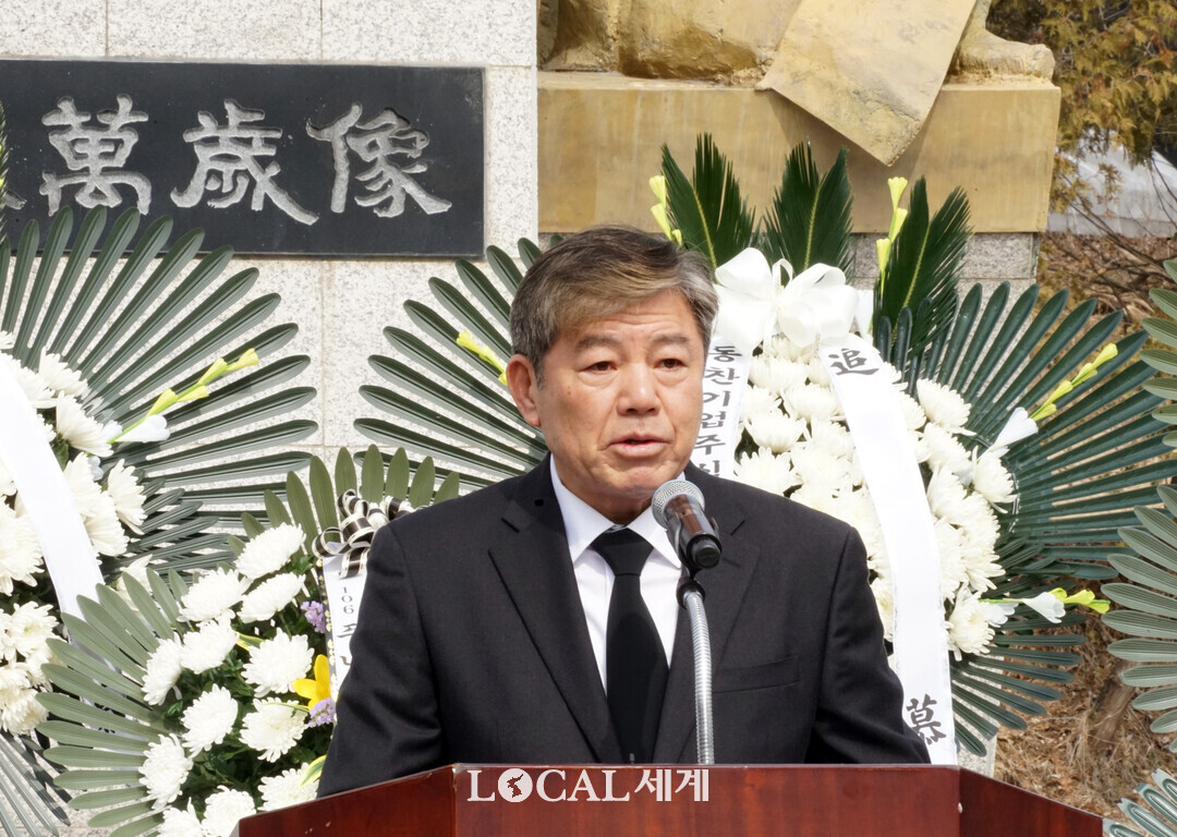 이승노 위원장이 삼일절 동창만세운동 및 팔렬사 약사와 경과보고를 하고 있다.