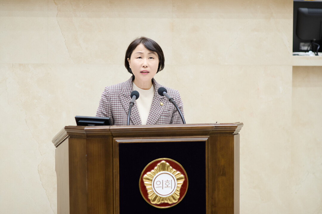 유진선 의원이 제292회 임시회 제1차 본회의에서 5분 자유발언을 하고 있다. 용인시의회 제공