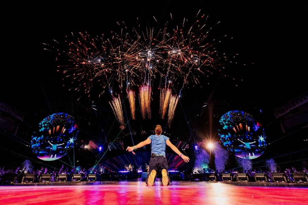 8년만에 고양에서 두번째 내한공연을 가진 콜드플레이 멤버(왼쪽부터 가이 베리맨, 윌 챔피언, 크리스 마틴, 존 버클랜드. =라이브네이션코리아 제공)