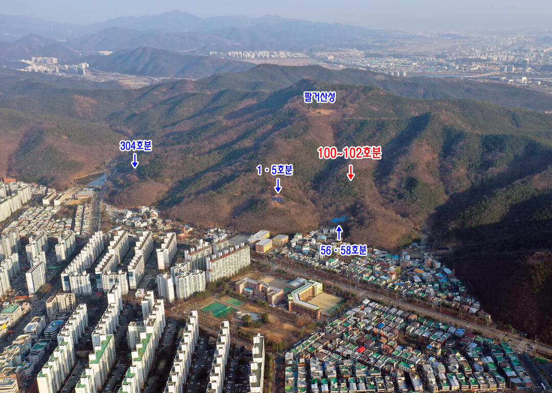 구암동 고분군 제100~102호분 위치도. 북구 제공