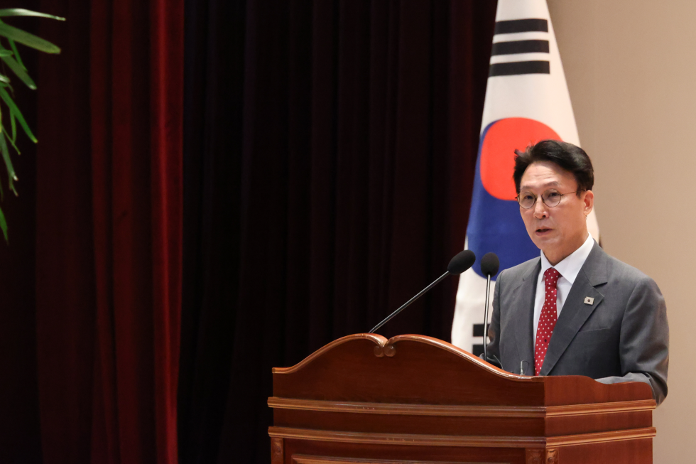 김민석 국무총리가 7일 세종 다솜로 정부세종청사 대강당에서 열린 취임식에서 취임사를 하고 있다. 국무조정실 제공
