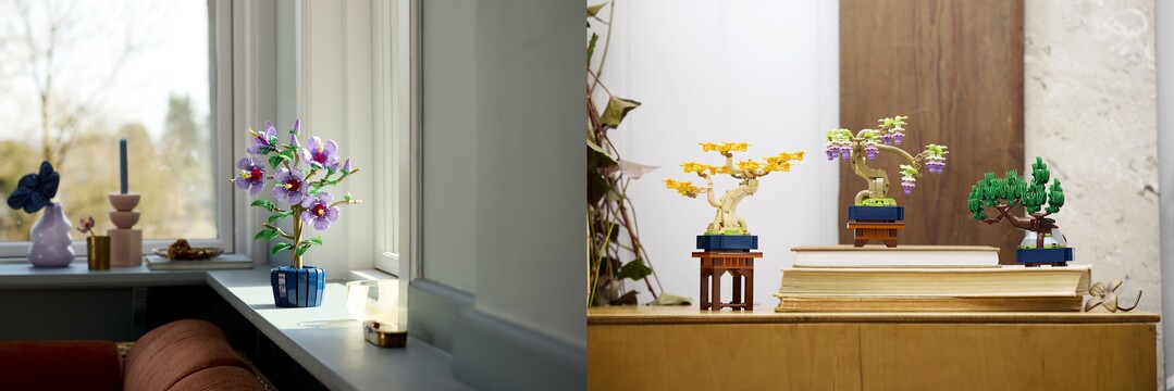 ‘레고 보태니컬 히비스커스(10372)’ (좌), ‘레고 보태니컬 미니 분재나무(10373)’ (우) / 레고 제공