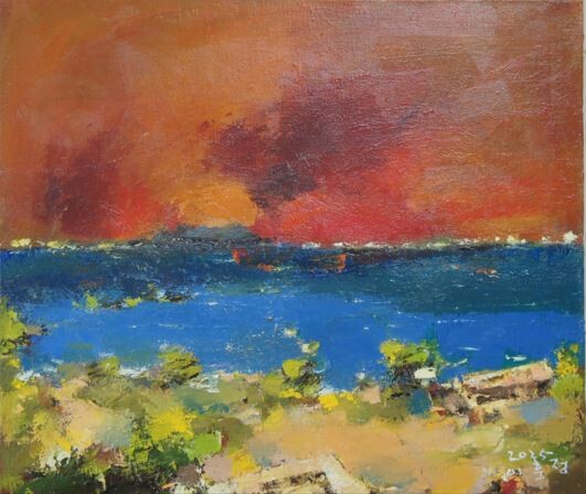  비양리 석양 53.0x45.5cm oil on canvas 2025