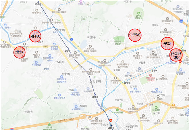 안양시 조합설립추진위원회 승인 구역.
