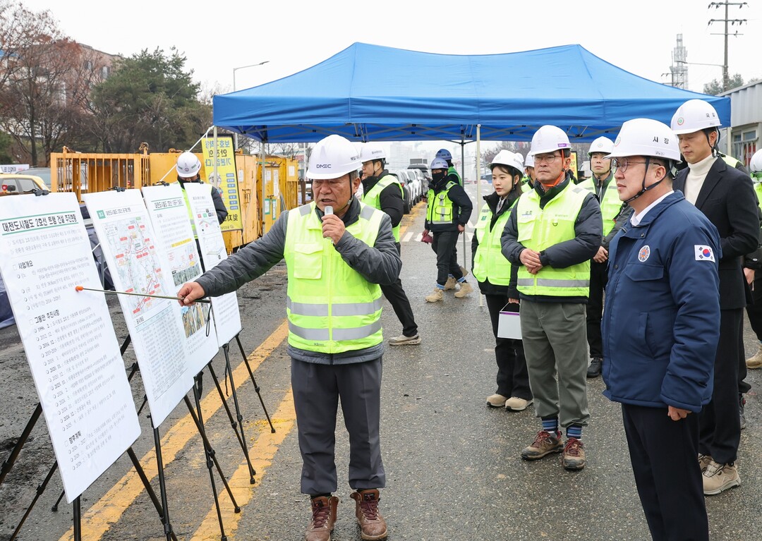 이장우 시장, 트램 10공구 공사 현장 방문. 대전시 제공