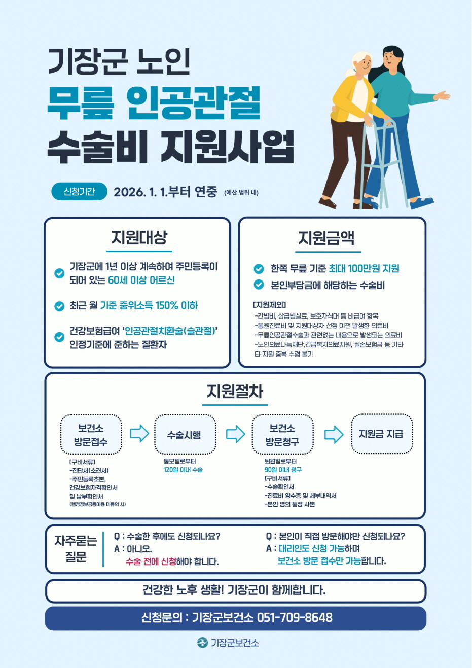 기장군, 부산시 최초 어르신 무릎인공...