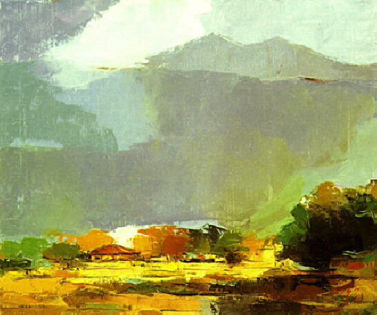 연평마을_ 53.0cmX45.5cm_ oil on canvas_ 1997_ 한경직기념관 소장