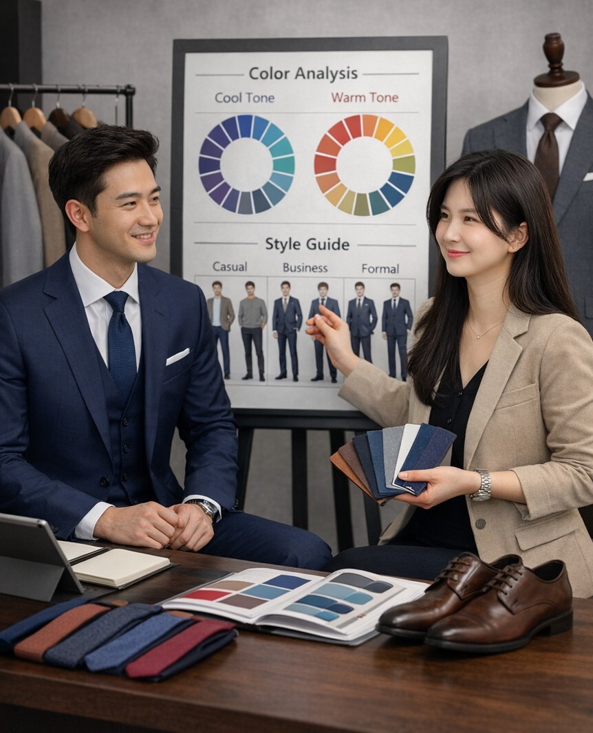 이미지 컨설팅 상담을 하는 홍정화 대표 (오른쪽)