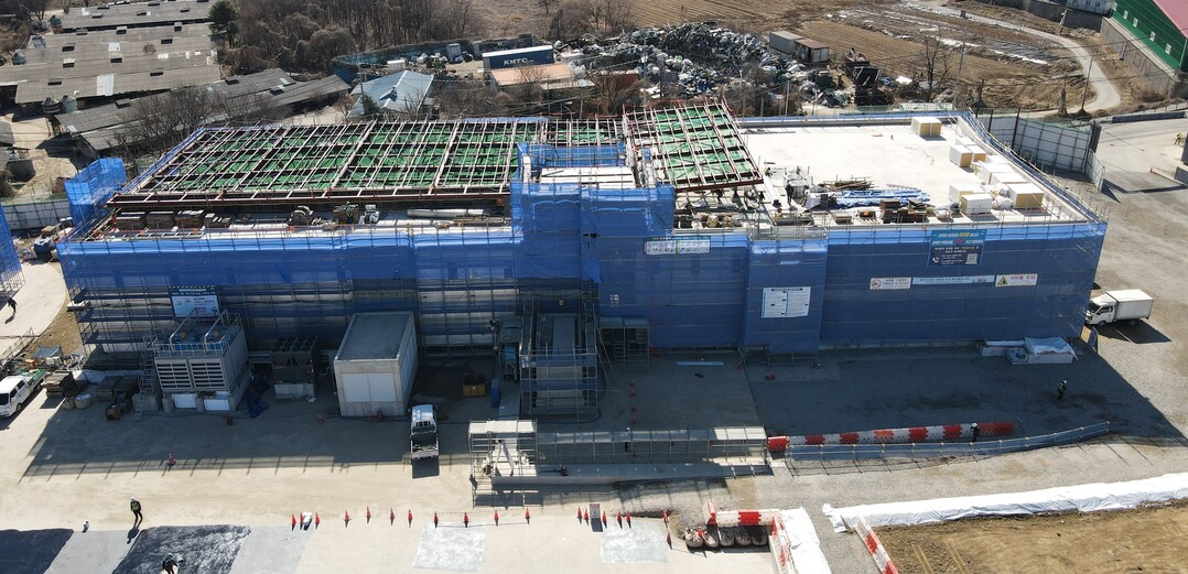 용인레스피아에 건립 중인 다목적체육관