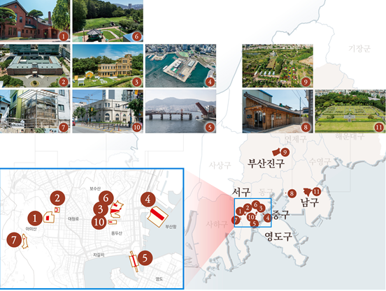 피란수도 부산유산 11곳 현황. 부산시 제공