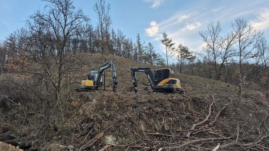산불피해지 벌채사면 정비계획. 의성군 제공