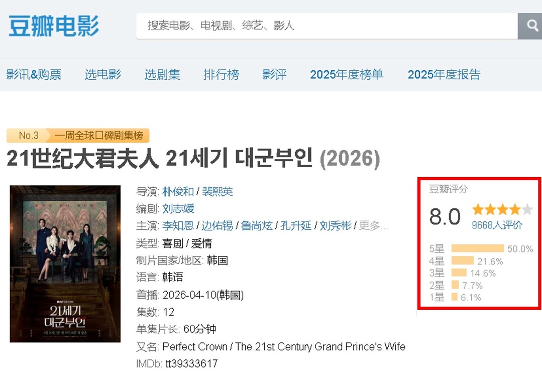 중국 최대 리뷰 사이트 더우반에 만들어진 
