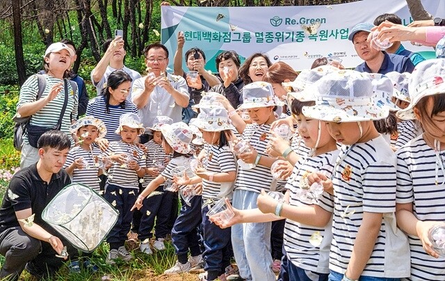 붉은점모시나비 방사. 의성군 제공