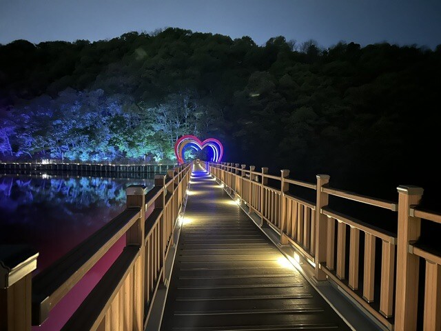 은은한 빛으로 물든 파주 공릉호수 &lsquo;빛의 산책길&rsquo; 완성. 파주시 제공