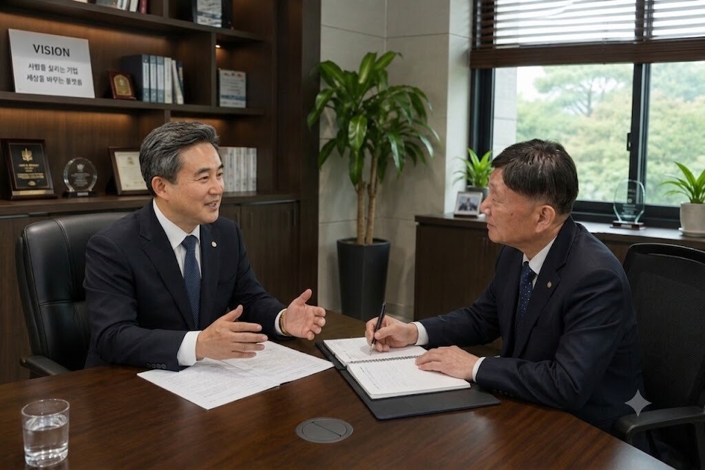 송충근(마약범죄학 석사) &lsquo;마약 예방 및 재활에 관한 법률안&rsquo; 입법추진위원장이 집무실에서 본지 노철환 편집인과 인터뷰를 진행하고 있다.(AI 보정)