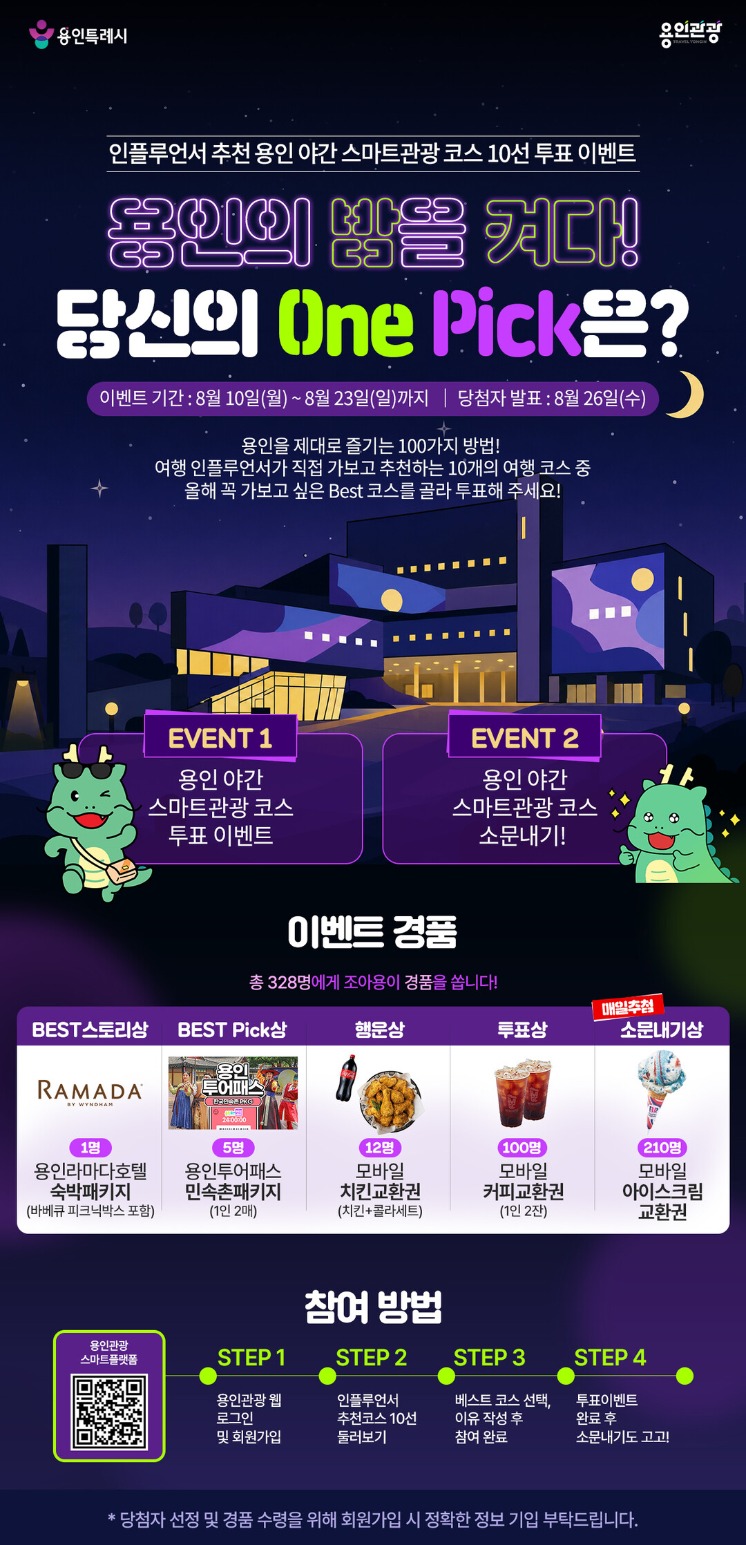 용인특례시가 야간스마트관광 투표이벤트를 진행한다.