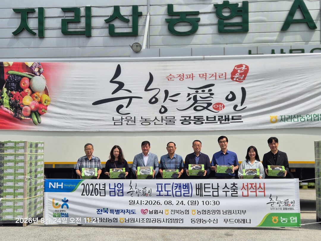남원시 명품 춘향애인 고랭지 캠벨포도 2년 연속 베트남 수출길 오른다. 남원시 제공