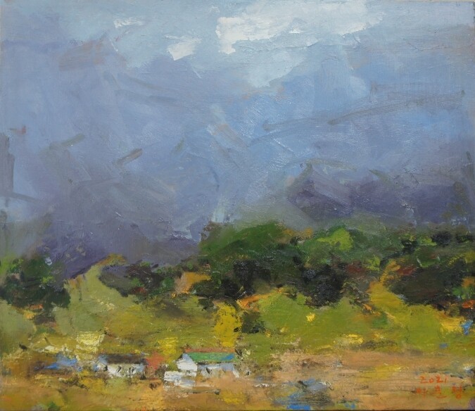 이훈정作_산자락의 마을_53.0x45.5cm_oil on canvas_2021