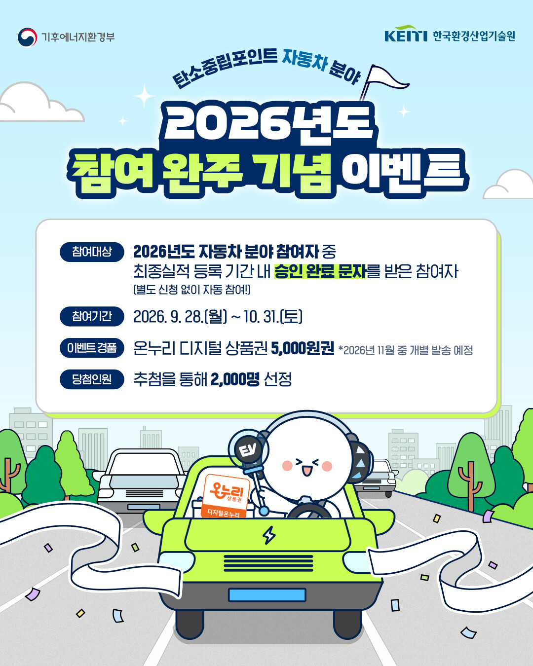 탄소중립포인트 자동차 분야 참여자 대상 이벤트 안내 포스터