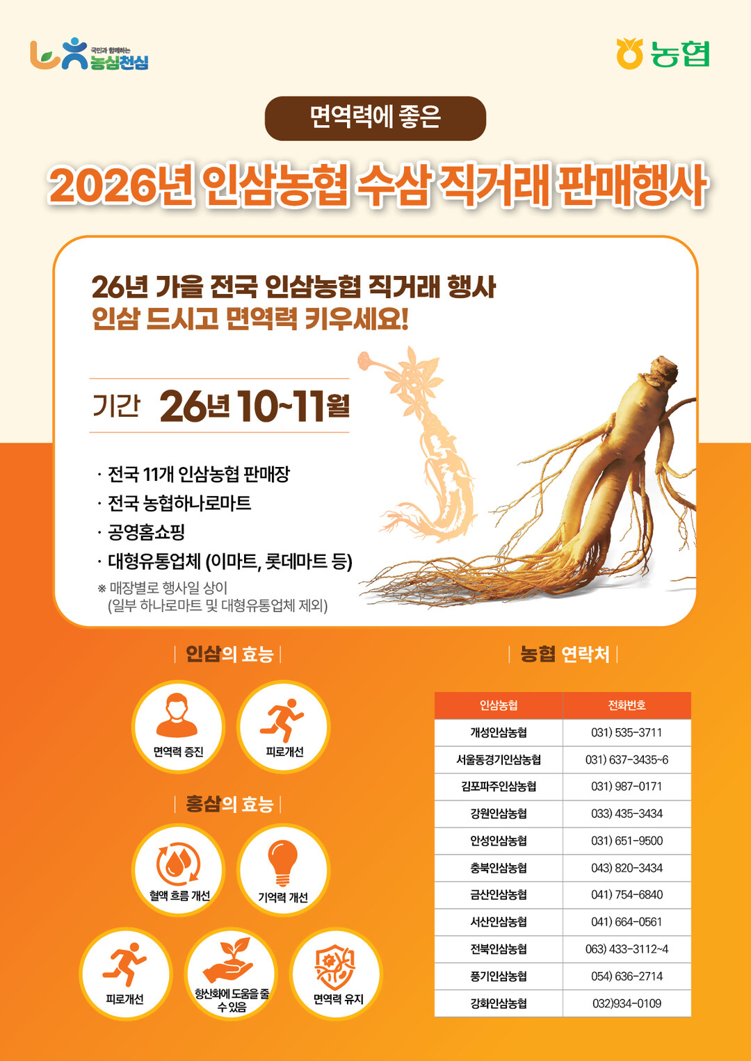농협, 6년근 햇수삼으로 건강 챙기고...