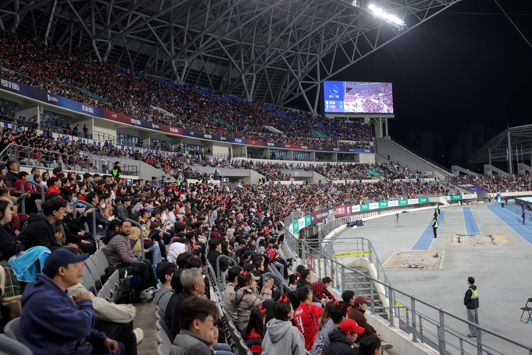 6일 용인미르스타디움에서 대한민국 남자 축구 국가대표팀 경기가 열렸다. 용인시 제공